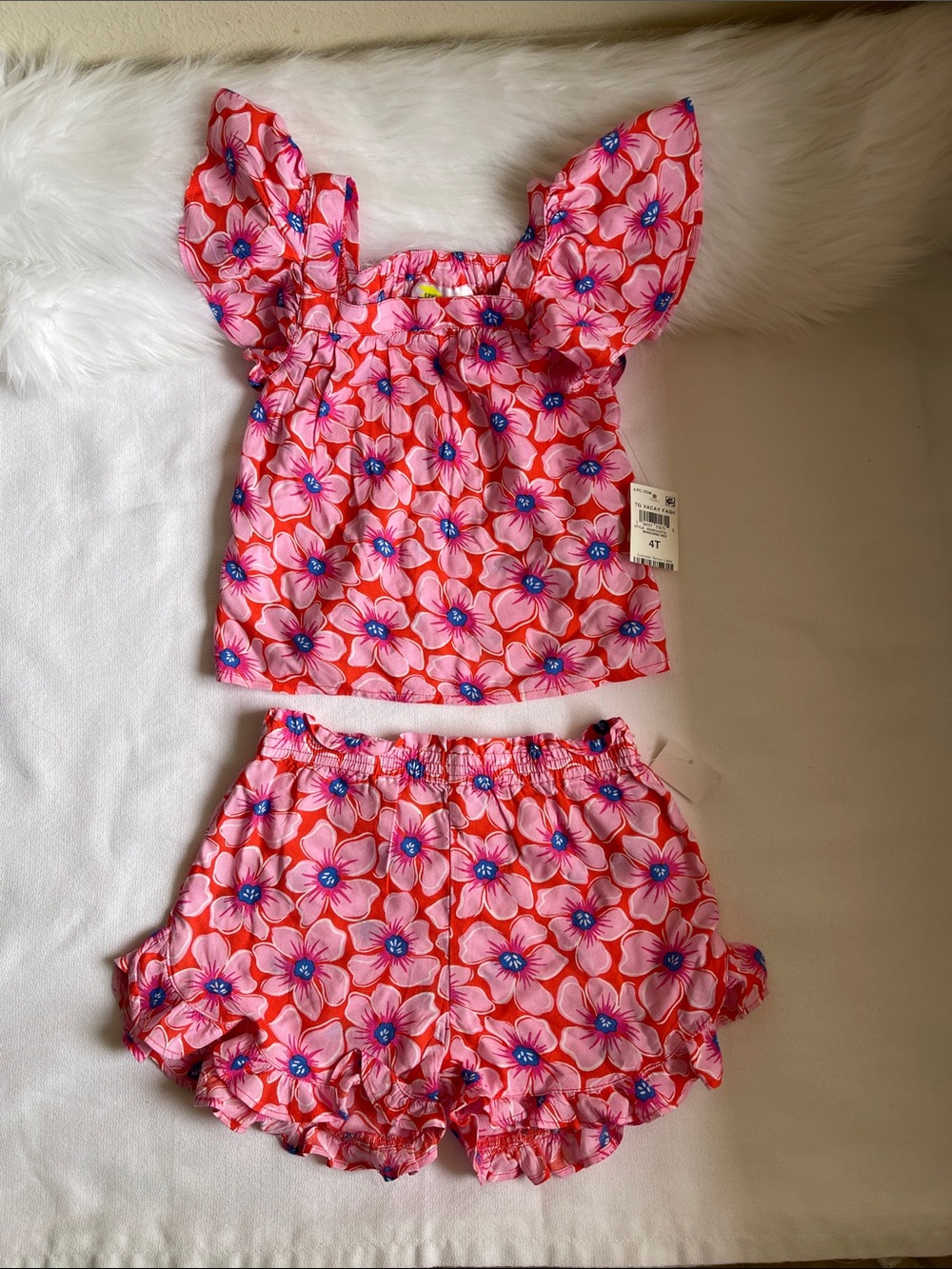 Epic Threads  Toddler Girls Pink Floral Woven Short Set Size 4T. NWT.